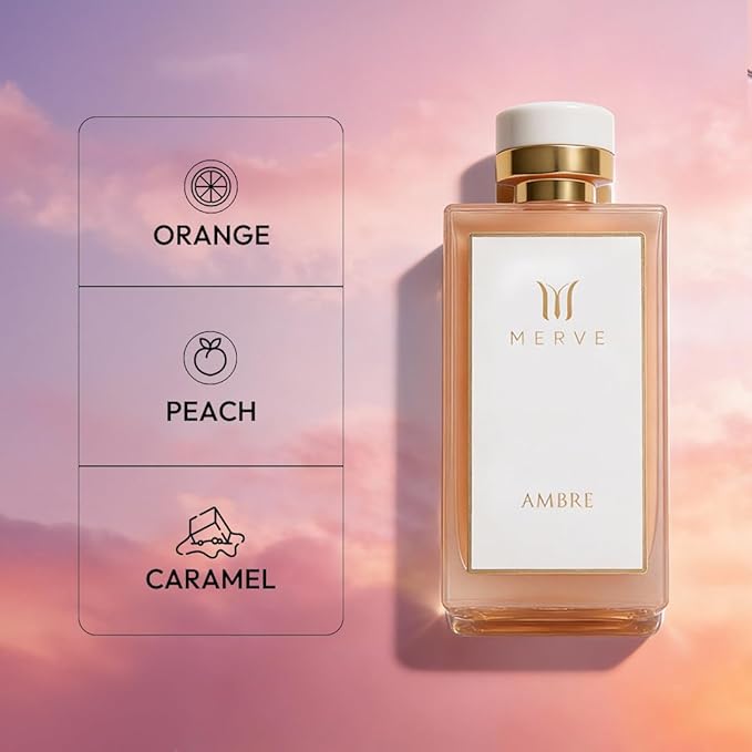 Merve Ambre Perfume For Women 3.4 oz | Premium Long Lasting Fragrance Luxury Scent | Jasmine, Honey, Floral, Fruity, Soft Spicy, Amber, Musk | Eau de Parfum