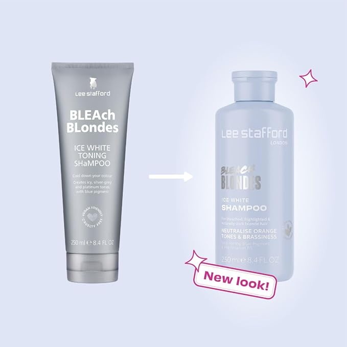 Lee Stafford Blue Toning Shampoo | Bleach Blonde Ice White Collection - Corrects Brassy & Orange Tones, Best for Highlighted, Cool Hair, Color Extend Treatment, Hydrating, 16.9 Fl Oz