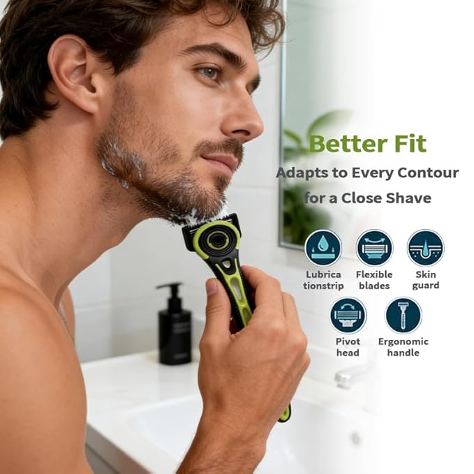 41 Pcs Razors for Men 6 Blade Sensitive Skin Shaving Razor Set Include 3 Non Slip Handles and 36 Refills Bonus Clear Shaving Case and a Wall Hook