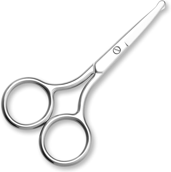 FEITA Small Nose Hair Scissors, Round Tip Design - Men's Grooming Scissors for Facial Safety, Beauty Use for Woman, Makeup, Eyebrow, Lashes, Mustache