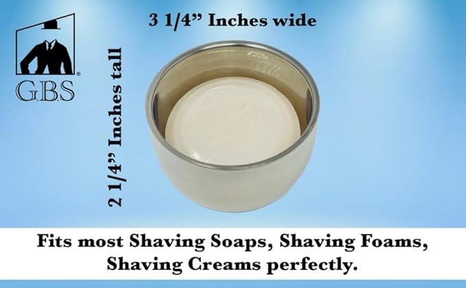 G.B.S Chrome Stainless Steel Bowl for Shave Soap, Shave Cream, or Gel
