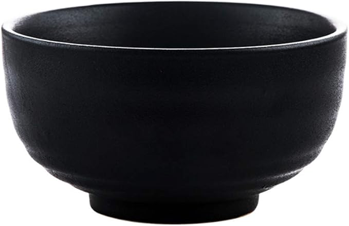 Vintage Design Handmade Pottery Shaving Bowl Thicken Ceramic Soap Dish Black 4.5" (Black)