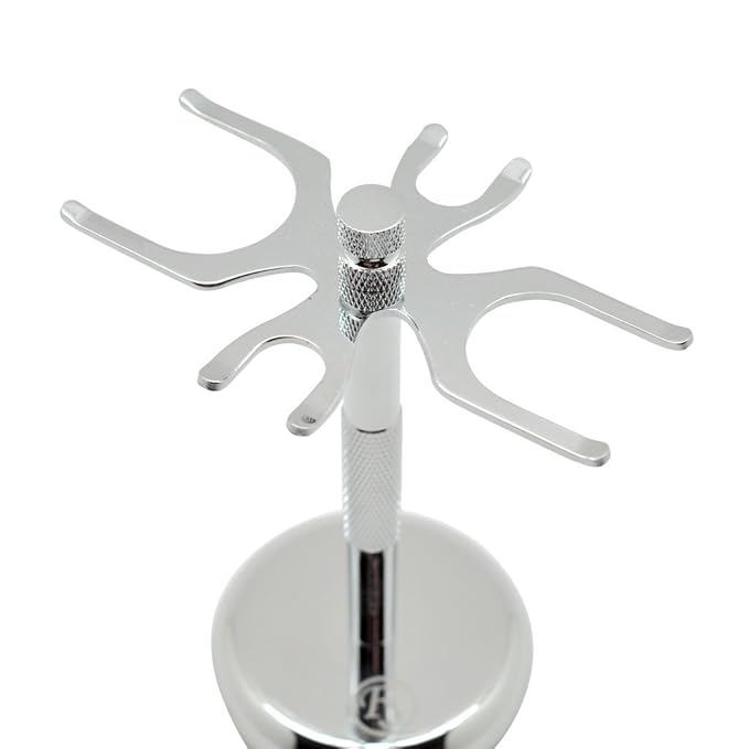 Deluxe Stainless Steel 4 Prong Safety Razor and Shave Brush Stand Drip Stand