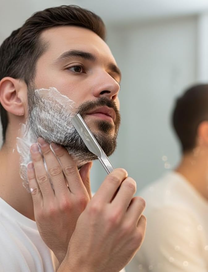 Men's Shaving Gift Set Vintage Army Wet Shaving - 6 Pcs | Kit de Afeitado de Lujo para Hombres, Stainless Steel Shavette Razor & Stand, Sensitive Skin Soap & 100 Blades
