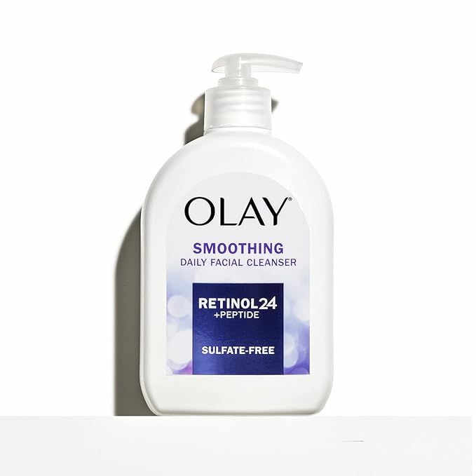 Olay Face Wash, Daily Facial Cleanser with Retinol, Peptides & Glycerin - Smoothing, Noursihes Skin Surface, Hydrates while Cleansing - Sulfate-Free, Paraben-Free, 16 Oz