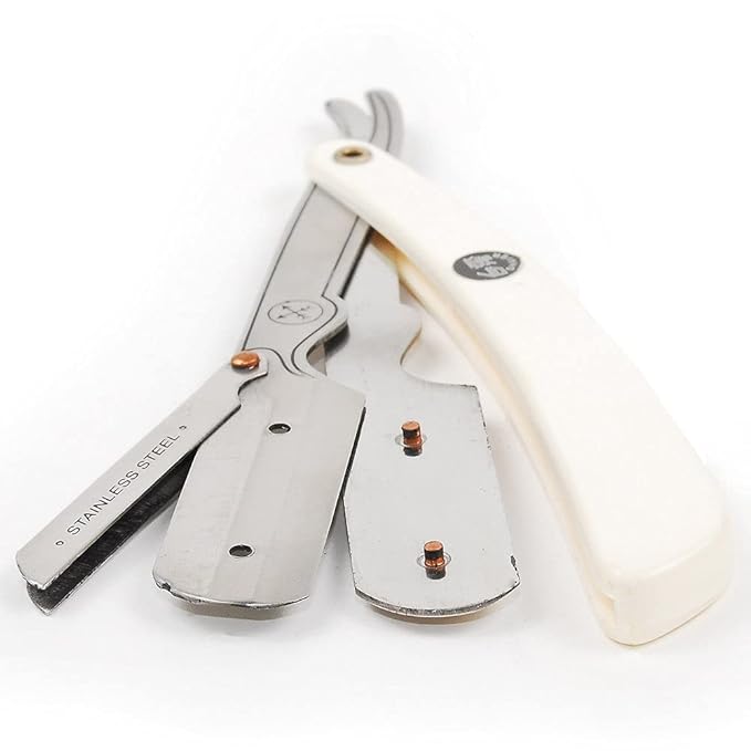 Parker SRW Professional Stainless Steel Barber Razor with 100 Premium Blades – Replaceable Blade Straight Razor for Precision Grooming, Men’s Shaving & Barbershop Use | Iconic Brand