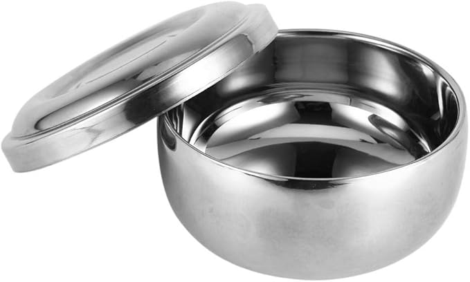 Shaving Soap Bowl with Lid for Men – Premium Stainless Steel Beard Shaving Cup, 4-Inch Deep Foam Bowl for Cream & Lather, Durable & Rust-Proof