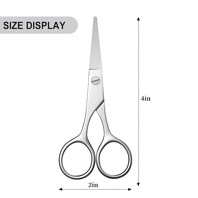 Small Scissors, Eyebrow Scissors, Nose Hair Scissors, Professional Grooming Scissors for Hair, Eyelashes, Nose, Eyebrow Trimming, Mustache. Round Tip Design. -AsonTao (Small scissors -Round design)