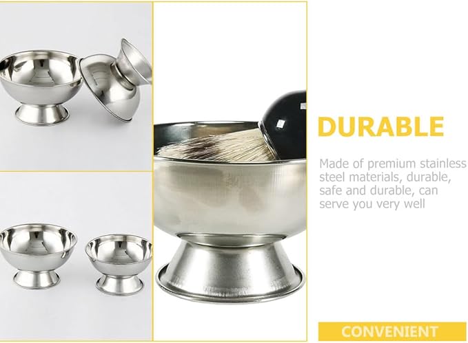 PRETYZOOM Reusable Stainless Steel Shaving Mug with Footed Shave Bowl 11cm Large Shaving Soap Bowl for Men Household Supplies