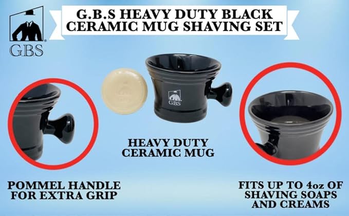 G.B.S Shaving Brush with All Natural Shave Soap, Shave Brush Stand and Ceramic Shaving Mug Kit