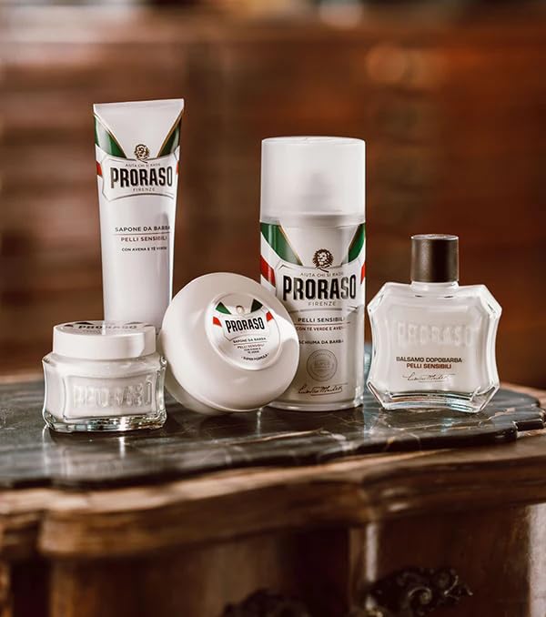 Proraso After Shave Balm - Oatmeal & Green Tea - Nourishing & Gentle Formula After Shave Cream for Sensitive Skin - Premium Italian Shaving for Men - 3.4oz