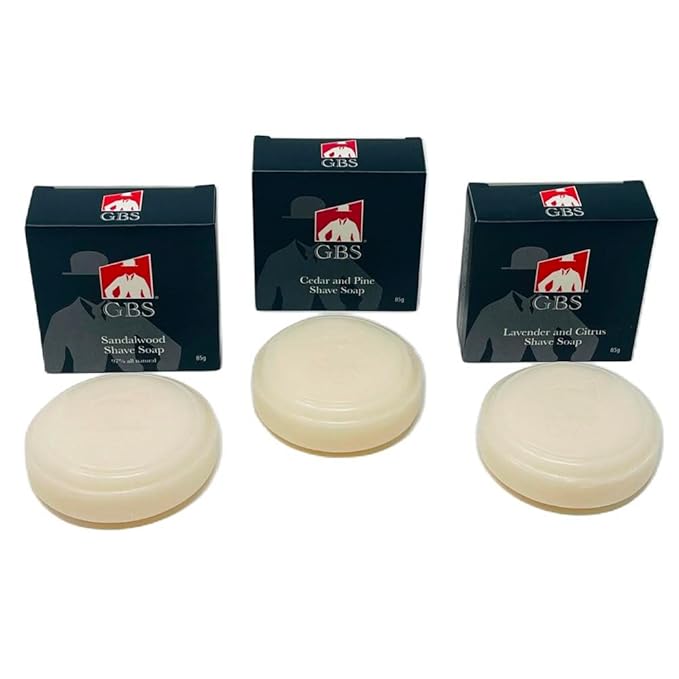 G.B.S Men's Shaving Soap 97 Percent All Natural Enriched with Shea Butter and Glycerin, 3-Ounce, Each Pack of 3