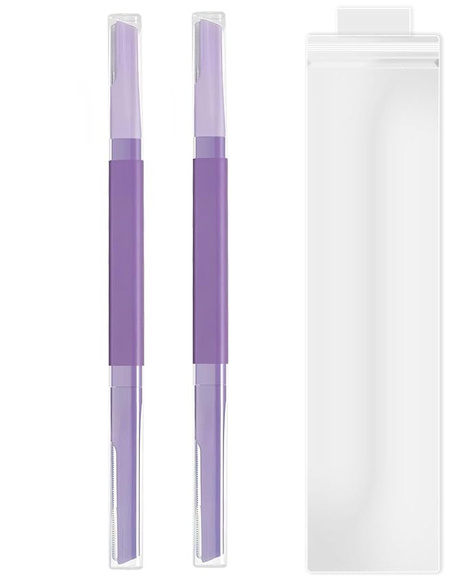 Eyebrow Razor for Women Face,Dermaplane Razors with Cover for Peach Fuzz Facial Hair Removal 2Pcs