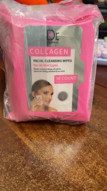 Dr. Wellness Gentle Cleansing Facial Wipes Variety Pack for All Skin Types, 30 Count (Pack of 4), Collagen