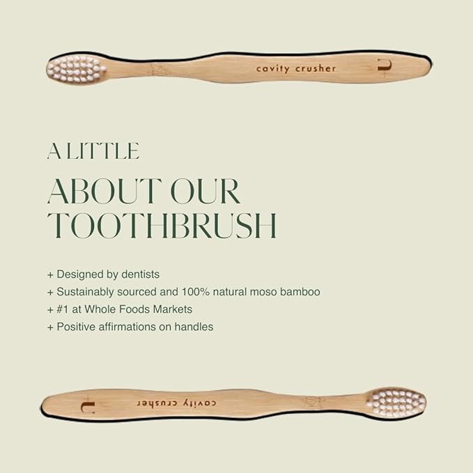 Kids Biodegradable and Eco-Friendly Bamboo Toothbrush 12-Pack - BPA Free Soft Bristle - Dentist-Approved and All-Natural with "Brush Smile Repeat" Etched on Handles by Plus Ultra
