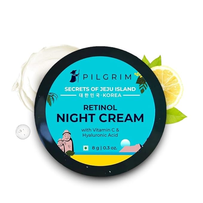 Pilgrim Retinol Mini Night Cream | Anti Aging Moisturizer with Vitamin C & Hyaluronic Acid | Hydrates, Smooths Wrinkles & Evens Skin Tone | Travel-Friendly | 0.28 Oz (8g)