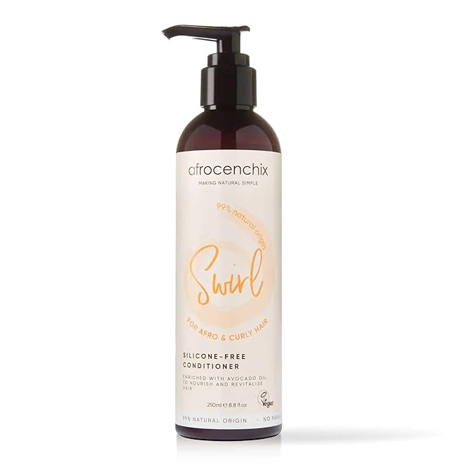 Swirl – Silicone Free Shea Conditioner for Afro & Curly Hair – Moisturizes, Repairs & Strengthens – Prevents Breakage, Detangles – Vegan Hair Care for Men & Women – 250ml (8.8oz)