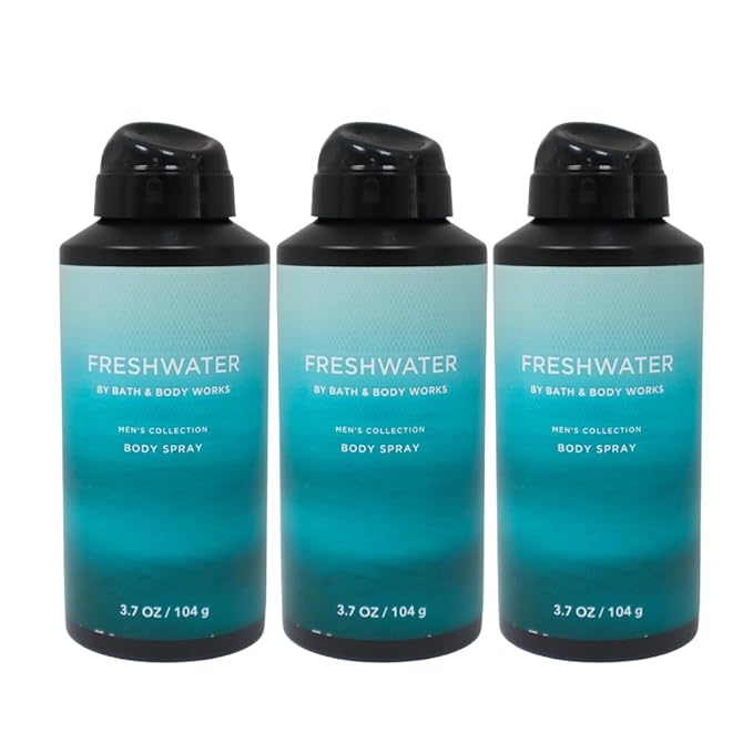 Bath & Body Works Men's Collection Deodorizing Body Spray - FRESHWATER - Gift Pack for Holiday - Lot of 3