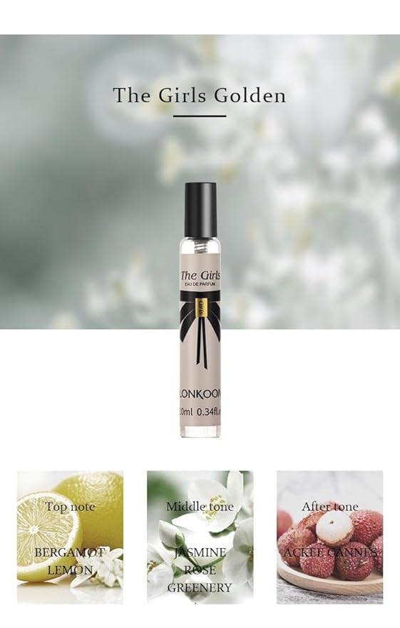 Lonkoom Christmas Perfume Samples Gift Set for Women Men, Unisex Eau de Parfum Spray Long Lasting Fragrance, 5x0.3 Fl Oz Floral Fruity Woody Notes of 24K Pure Gold, Red Wish, Black Oud, Girls, Noble