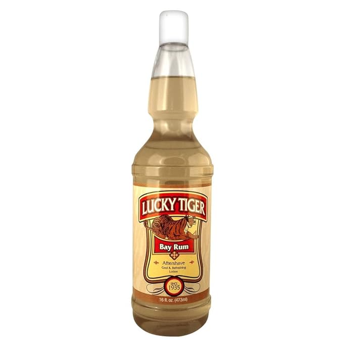 Lucky Tiger Bay Rum AfterShave for Men (16 Fl Oz) – Classic Spiced Aftershave Scent with Bay Oil – Invigorating Post-Shave Toner for Toning & Tightening Skin