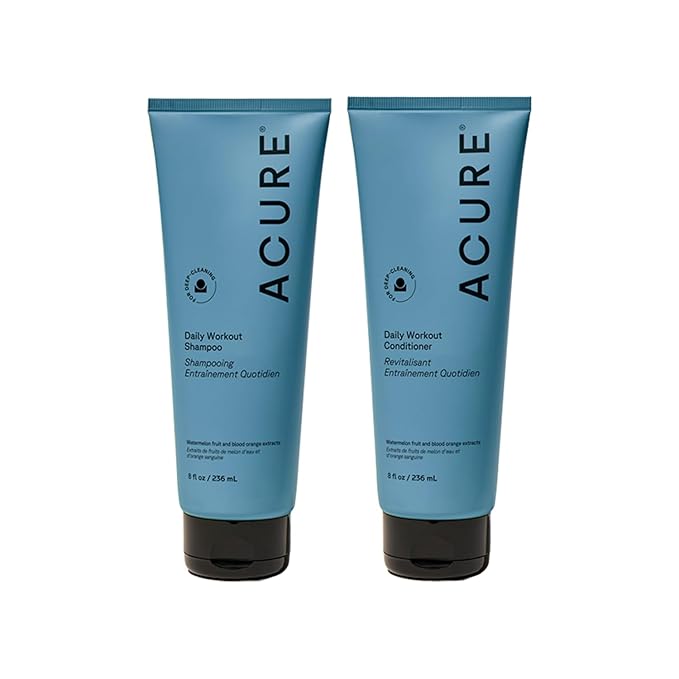 Acure Daily Workout Watermelon Shampoo & Conditioner - Lightweight Hydrating & Clarifying Shampoo and Conditioner for Women & Men w/Oily, Damaged Hair & Dry Scalp, Color Safe, Sulfate Free - 8 fl oz
