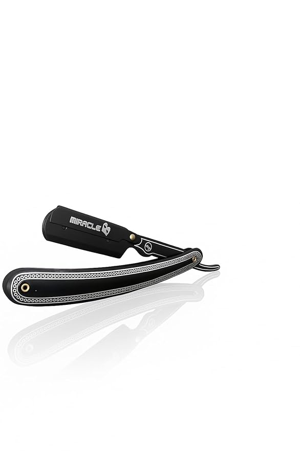 MIRACLE Professional Barber Straight Edge Razor – Black Wooden Handle Men's Shaving Razor, Compatible with Half Edge Steel Blades – Classic Close Shave for Barbers & Personal Grooming