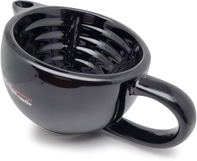 The Goodfellas' smile Scuttle Shave Mug (BLACK) - Ceramic Shaving Bowl That Keeps Lather Rich & Hot, Handmade Quality, Get a Barbershop Shave At Home Daily, Great Gift