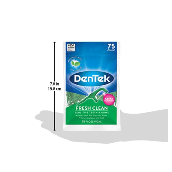 DenTek Fresh Clean Floss Picks,for Extra Tight Teeth,75 Count (Pack of 5)