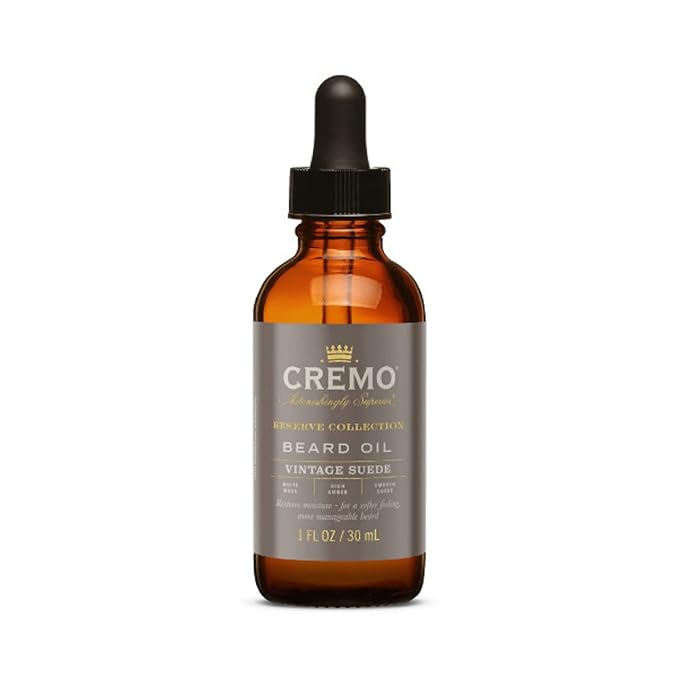 Cremo Beard Oil, Vintage Suede (Reserve Collection), 1 Fl Oz - Restore Natural Moisture and Soften Your Beard To Help Relieve Beard Itch
