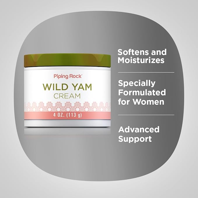 Piping Rock Wild Yam Cream | 4 oz | for Men and Women | Non GMO, Gluten Free