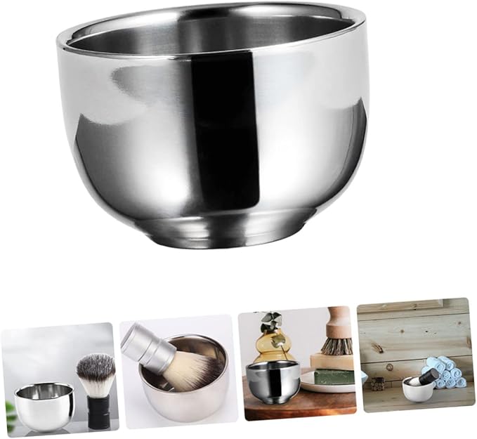 3pcs Stainless Steel Shaving Bowl Foaming Shaving Mug Bowl for Men Home Barber Shop Tool