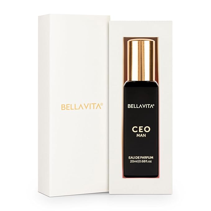 BellaVita Luxury CEO Man Eau de Parfum Travel Size Edition 20 ml | Mens Travel Fragrance | Long-Lasting Mini Perfume with Lemon, Lavender, Agarwood| Compact Perfume for Men | Pocket Size