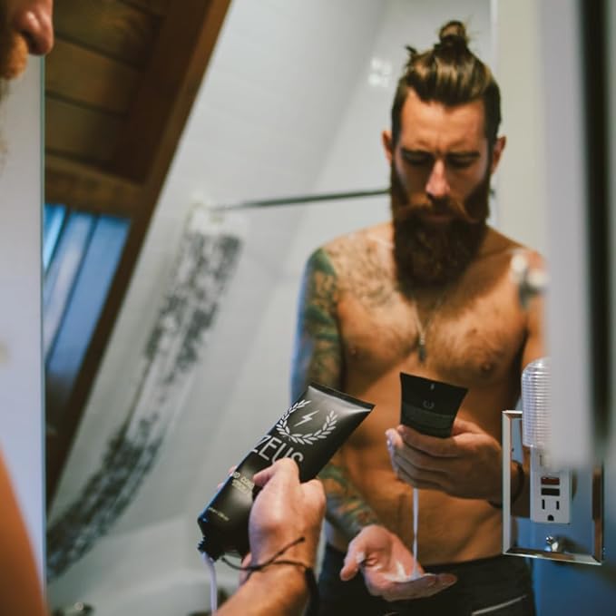ZEUS Beard Conditioner Wash, Green Tea & Natural Ingredients to Cleanse & Soften Beard – MADE IN USA (Vanilla Rum) 8 oz.