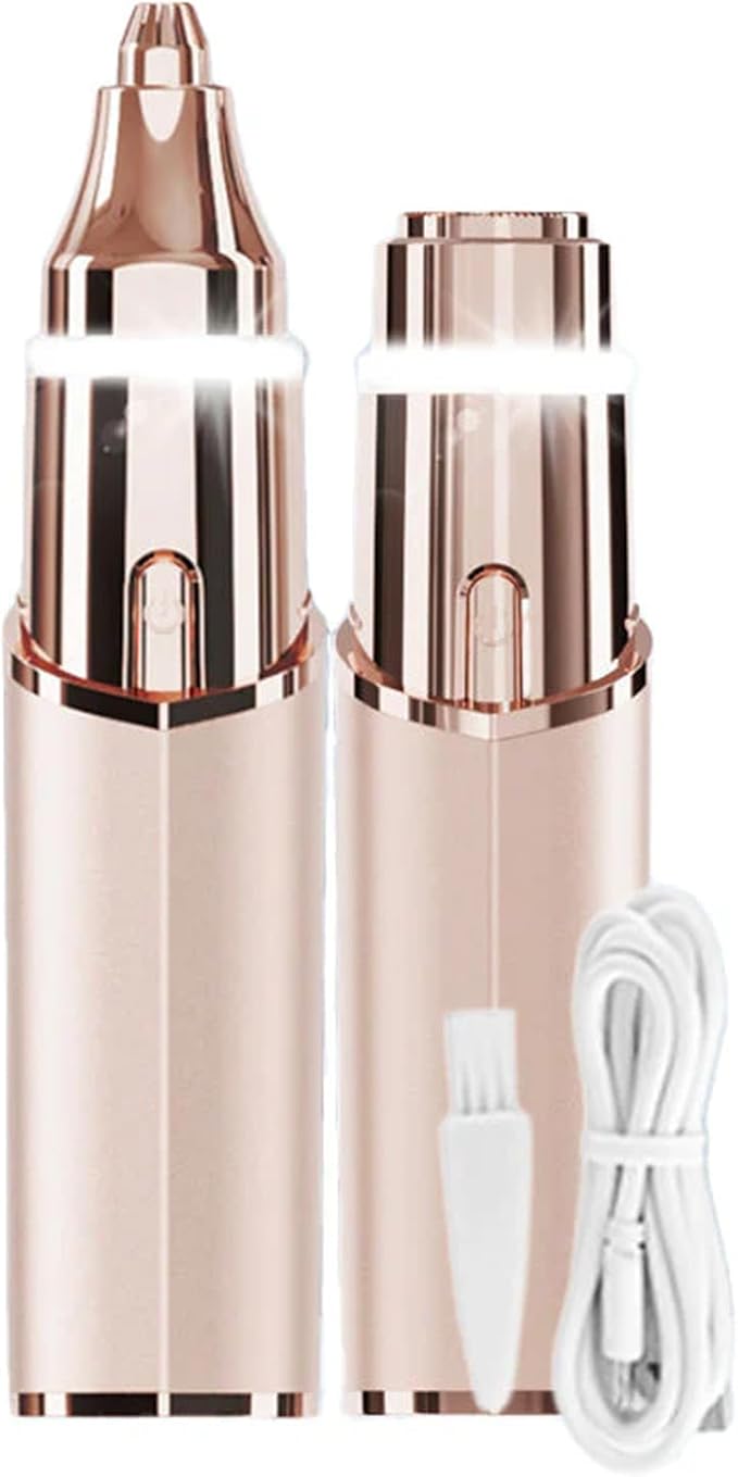 Portable 2-in-1 Facial Shaver,Type-C Rechargeable Women Shaver, Women Eyebrow Trimmer with Built-in LED Light. (Champagne Gold)