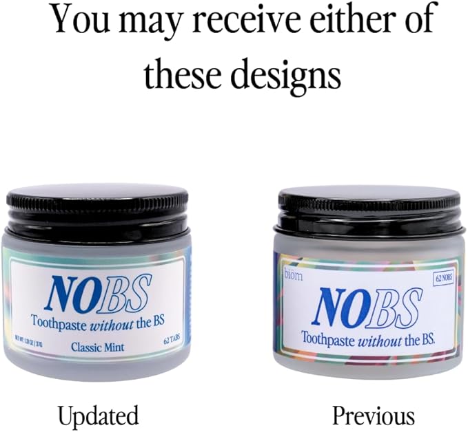 NOBS (No Bad Stuff) Toothpaste Tablets - Nano Hydroxyapatite, Fluoride & Plastic Free, Eco & Travel Friendly - Remineralize with NHA (1 Month) (Pack of 2)
