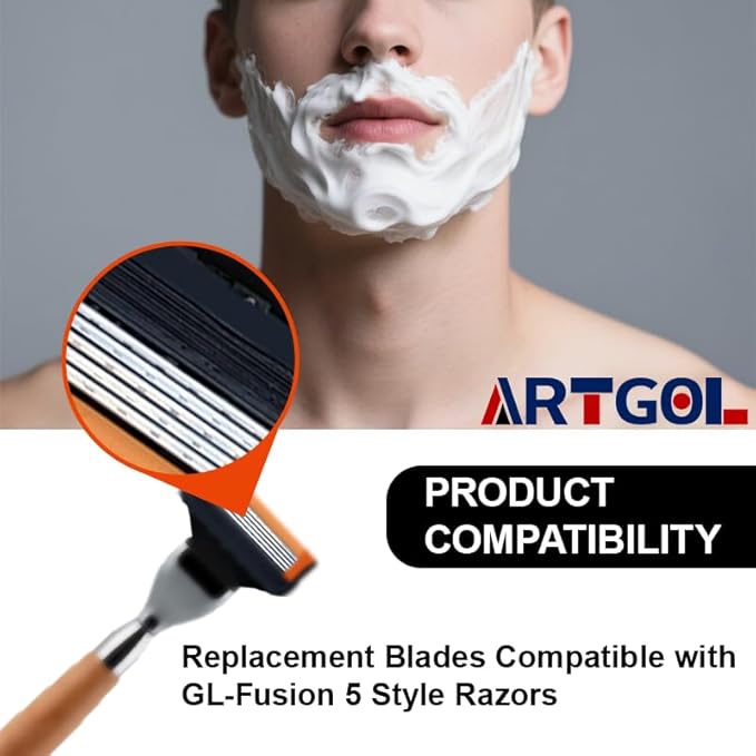 36 Blades Replacement Parts for GL-Fusion 5 Style Razors (Black), Wet Razors Men's Blades Value Packs