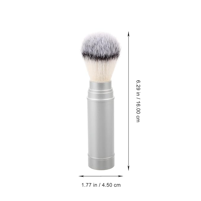 Beaupretty Travel Beard Shave Brush Portable Nylon Bristle Shaving Brush for Men Facial Cleansing Compact Metal Handle Travel Shaving Accessory