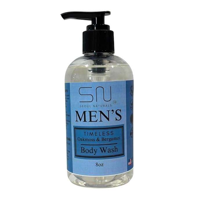 Seoul Naturals Men's Body Wash, Timeless Oakmoss & Bergamot Scent, k beauty, 8 oz