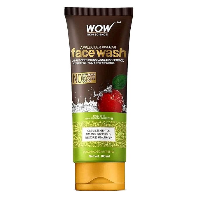 WOW Skin Science Apple Cider Vinegar Face Wash Gel - Deep Pore Cleansing For Smooth Skin,Helps Remove Blackheads- Daily Cleaner & Moisturizer For Men,Women & Teens - 100ml,Clear