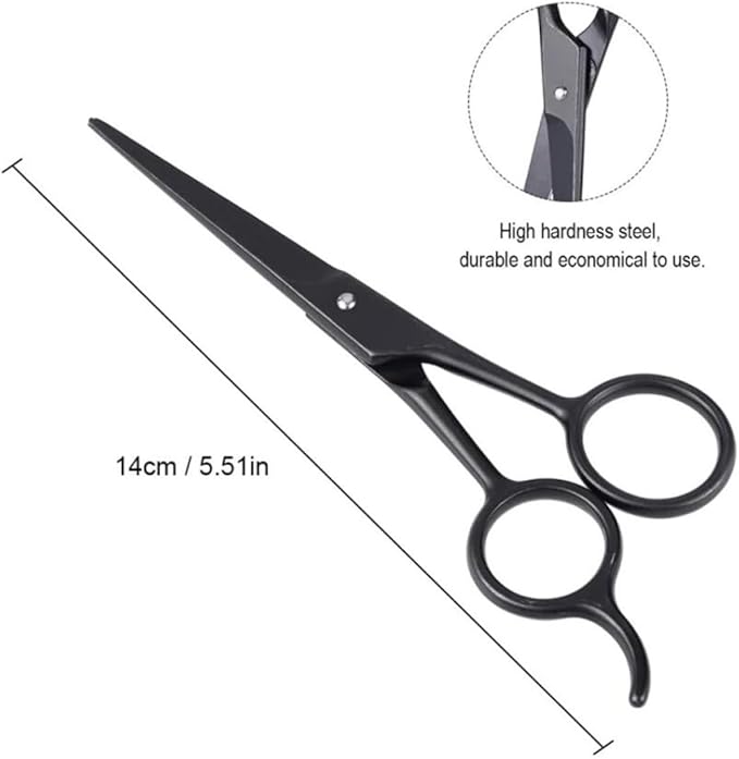 Mobestech Stainless Steel Beard and Eyebrow Scissors Black Fine Hairdressing Scissors for Men’s Facial Hair Grooming and Mustache Care Daily Use