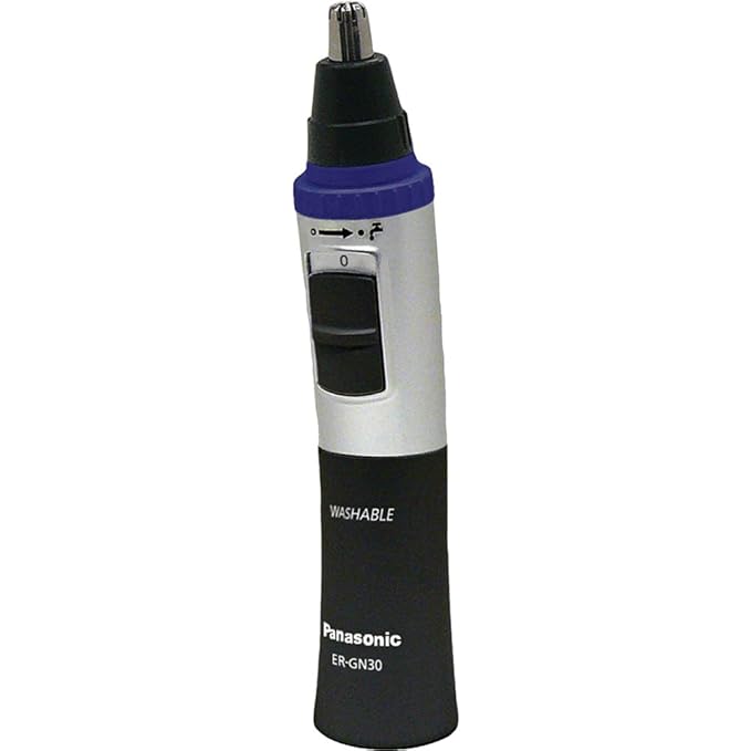 Panasonic Nose Hair Trimmer and Ear Hair Trimmer ER-GN30-K, Men's Wet/Dry Trimmer with Vortex Cleaning System, Battery-Operated