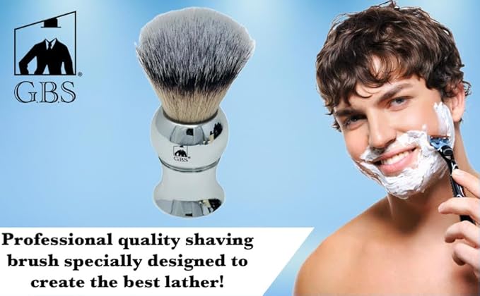 G.B.S Plastic Polished Mirror Shaving Brush for Wet Shave Using Shaving Cream & Soap- Best Shave of Your Life for Safety Razor, Double Edge Razor, Straight Razor or Shaving Razor