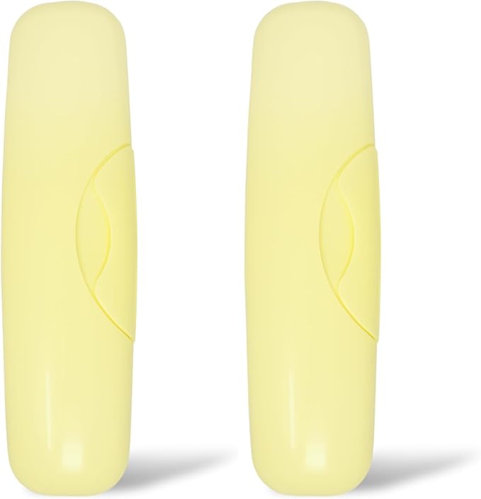 RADIUS Toothbrush Travel Case for Big Brush/Original/Scuba Brushes, BPA-Free Recycled Plastic, Portable for Bathroom, School, Home, Camping - Lemon Yellow (Pack of 2)
