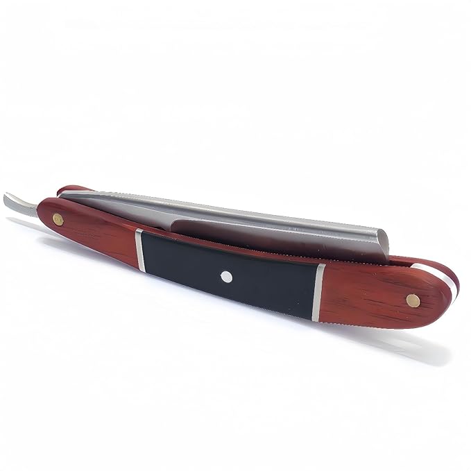 Zertone Straight Razors for Men Wood Scale Handmade – Sharp, Steel Cutthroat Straight Edge Razor Blade, Vintage Shaving Barber Razor with Metal Inlays for Professional Grooming