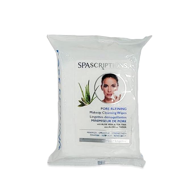 Spascriptions™ Anti-Aging, Brightening, Moisturizing & Pore Refining Towelettes Removes Waterproof Makeup, Revives with Collagen, Vitamin C, Coconut Oil, and Aloe Hypoallergenic, 120 Ct. 4 Pack