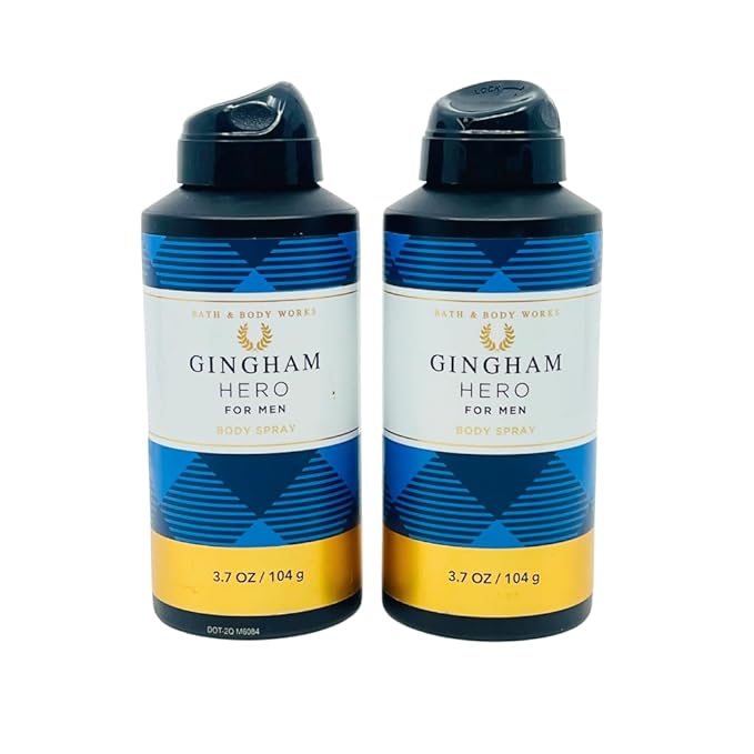 Bath & Body Works Men's Collection Deodorizing Body Spray - GINGHAM HERO - Gift Pack for Holiday - Lot of 2