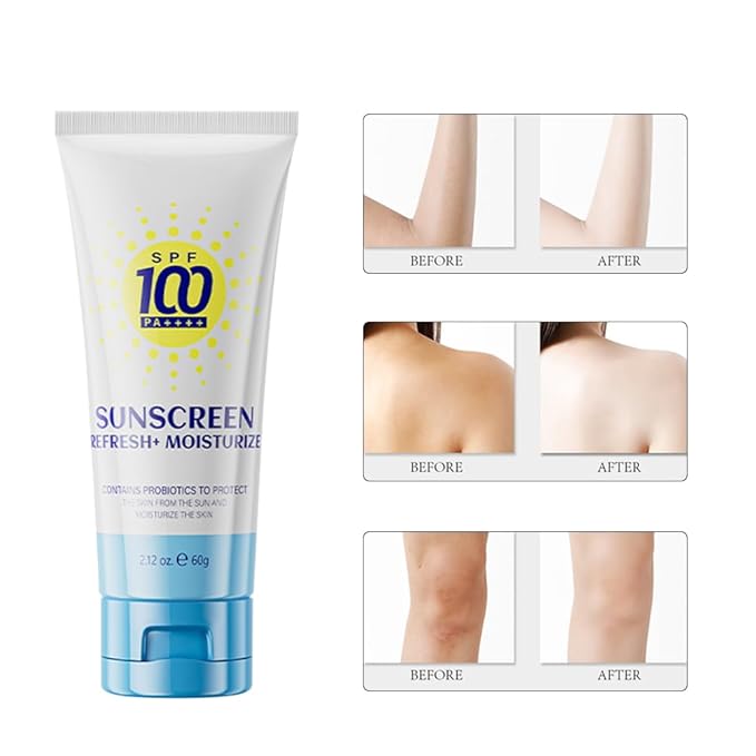 Vitamin C Sunscreen Lotions,2 Pcs Daily Moisturizer Sunscreen Cream for Face and Body,Women Men Waterproof Sweatproof Refreshing Non-greasy Sun Protection Cream,Facial Sunblock (blue)