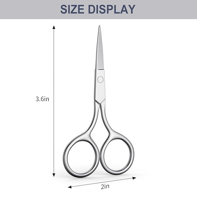 Eyebrow Scissors, Small Scissors for Hair, Eyebrows, Nose Hair, Beard, Eyelashes, Cuticle. Stainless Steel Fine Straight Tip Nose Hair Scissors -ASONTAO (3Pcs Eyebrow Scissors)