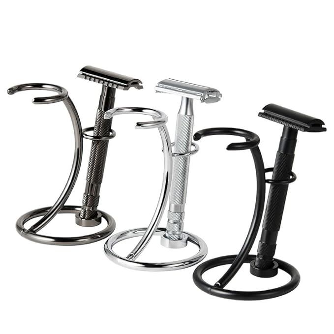 1 Piece Metal Shaving Brush and Razor Holder Shave Brush Stand Beard Brush Holder Razor Stand Razor Brush Holder for Razor Storage Men's Shaving Tool, Silver