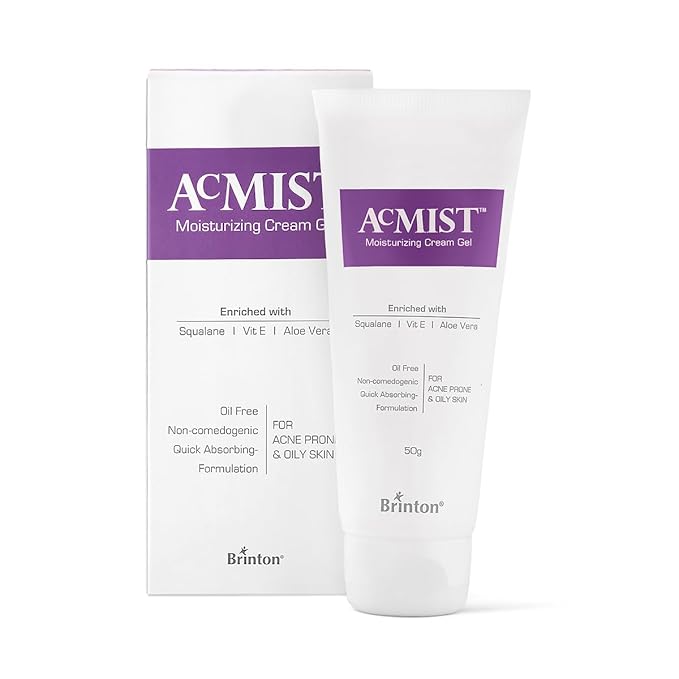 Acmist Moisturizing Cream Gel for Oily & Acne-Prone Skin | Oil-Free, Non-Comedogenic, Quick Absorbing & Makeup Friendly | With Vitamin E, Aloe Vera & Squalane | For Men, Women & Teens | 50g Pack 2